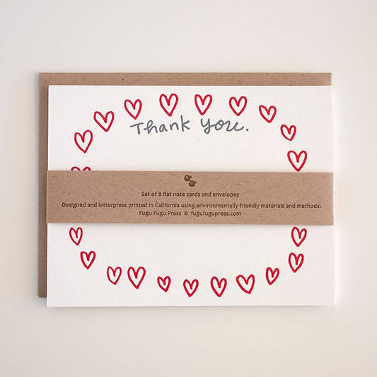 Many Hearts Thank You note cards (set of 8)