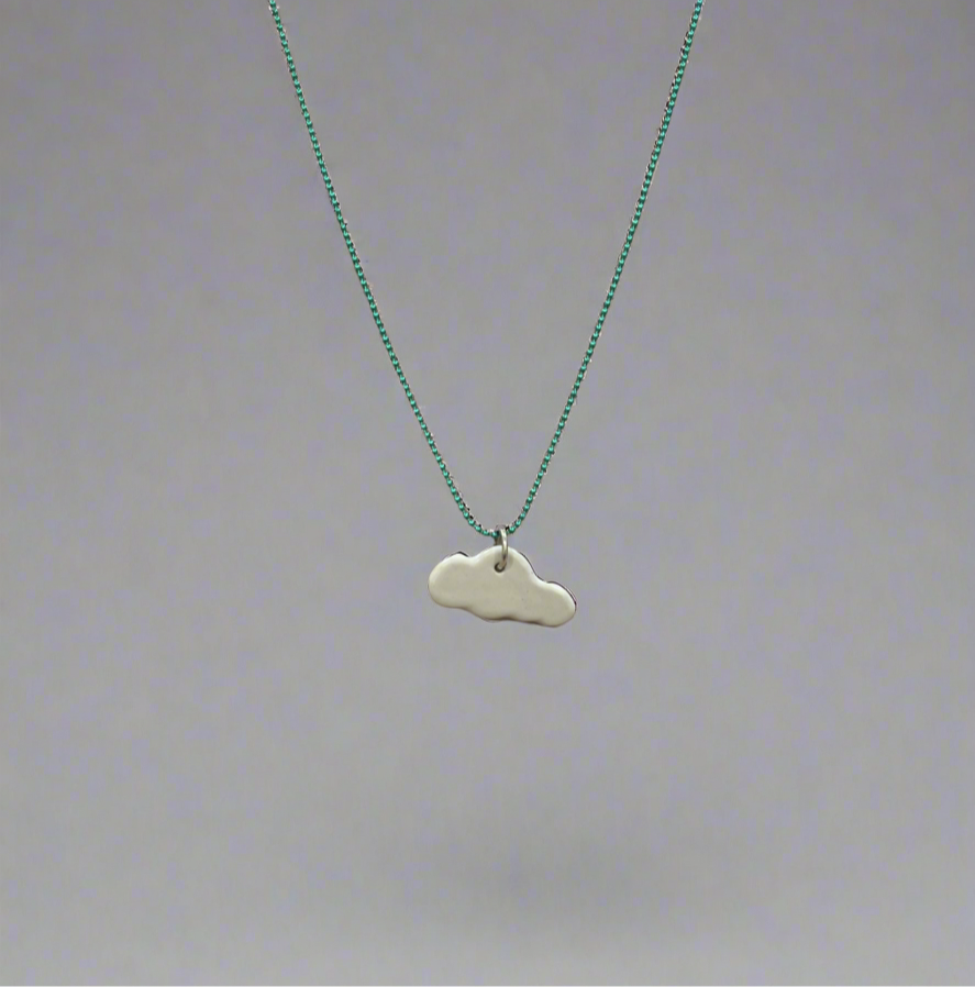 Cloud Charm Necklace with teal chain