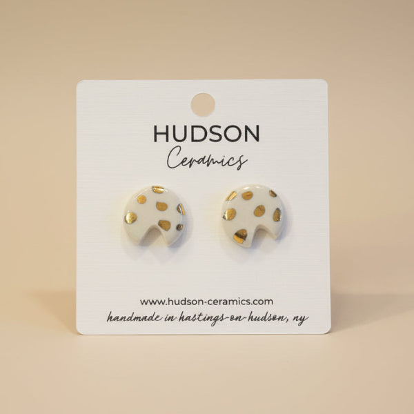 Cheetah Porcelain & Gold Earrings