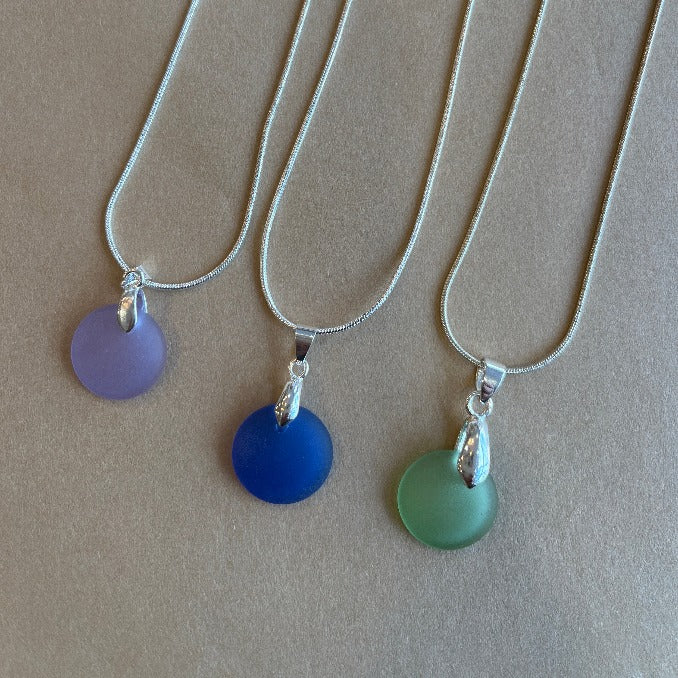 Recycled Sea Glass Necklace - 18" chain