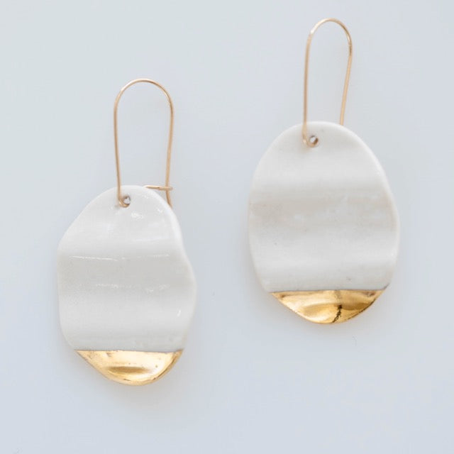 Ripple Porcelain & Gold Earrings