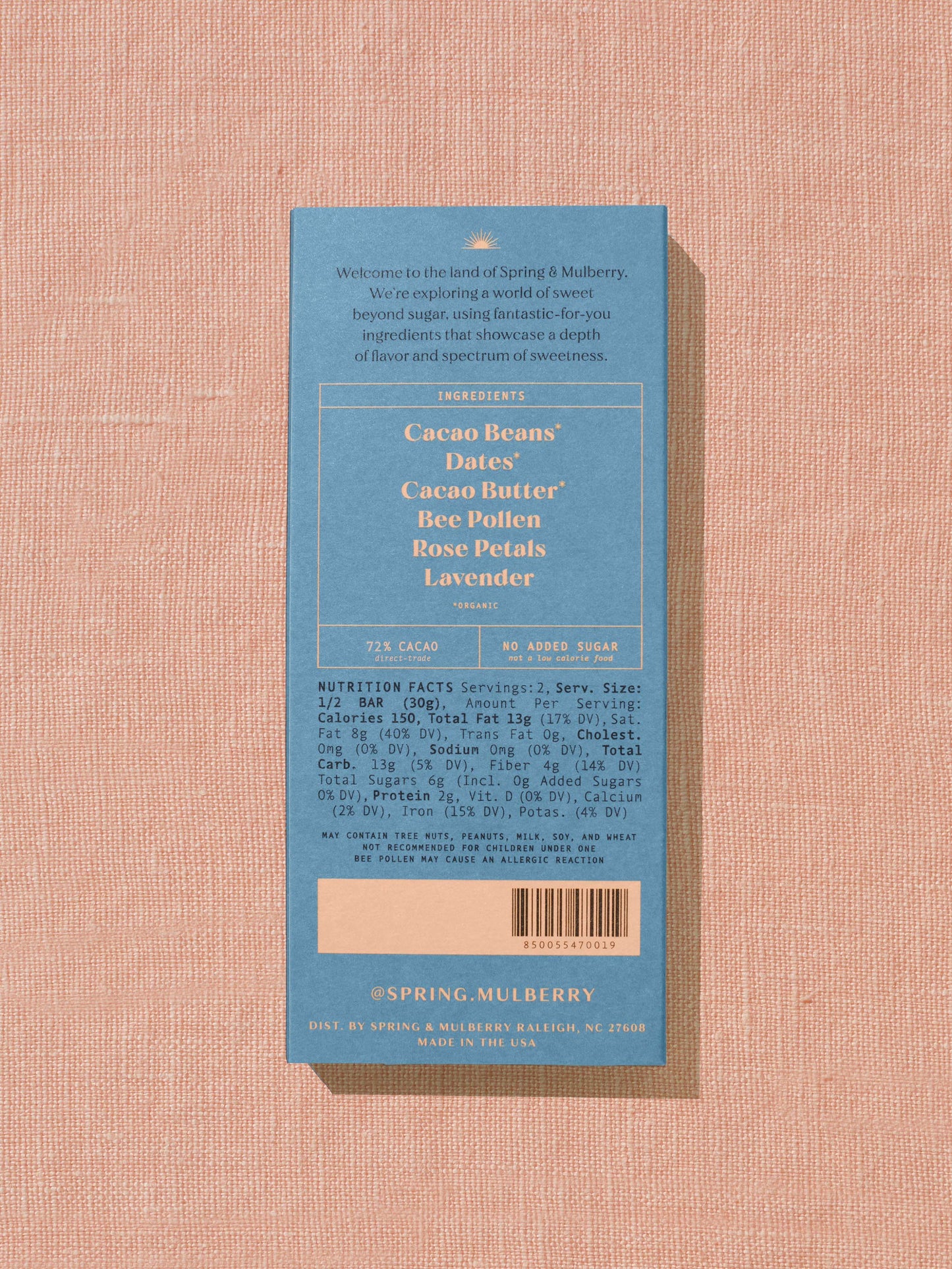 Lavender Rose Dark Chocolate (Date-Sweetened)