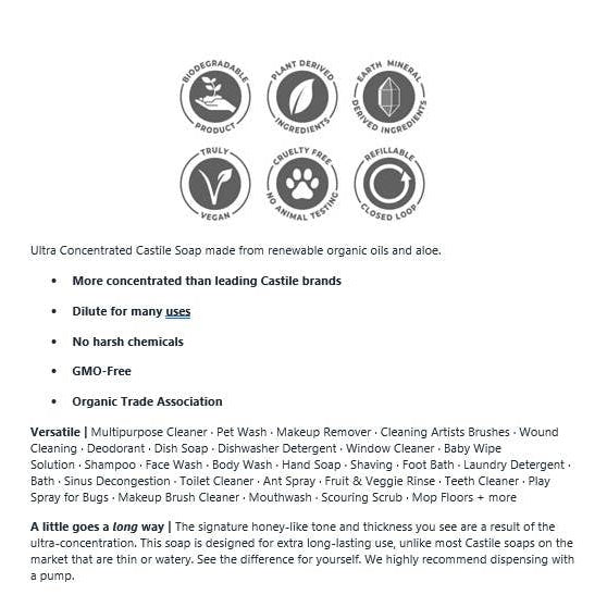 Organic Castile Soap - Concentrated | Thick & Long Lasting