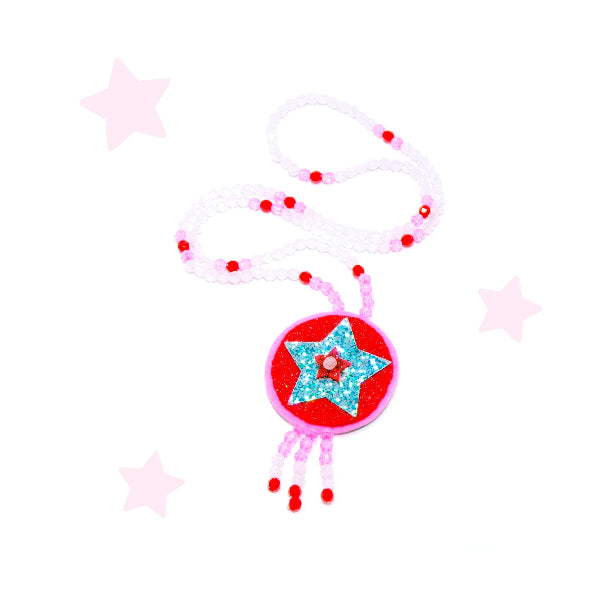 Necklace with star-shaped pendant on a white background