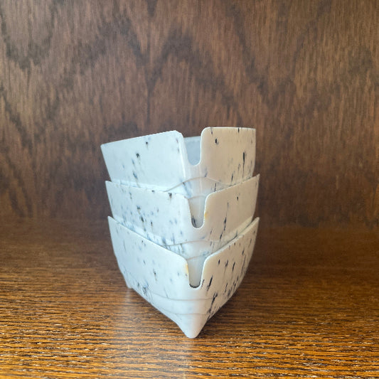 Vintage Nesting Ashtray Set, Marble Black & White