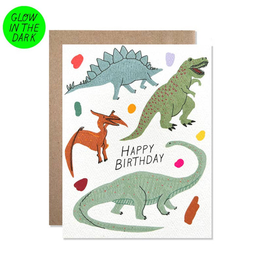 Happy Birthday - GLOW IN THE DARK Dinosaurs
