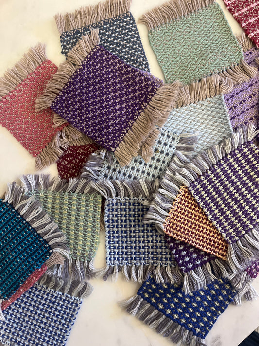 Mug Rugs (hand dyed & handwoven)