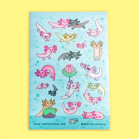 Axolotl Cute Animal Art Stationery Vinyl Sticker Sheet