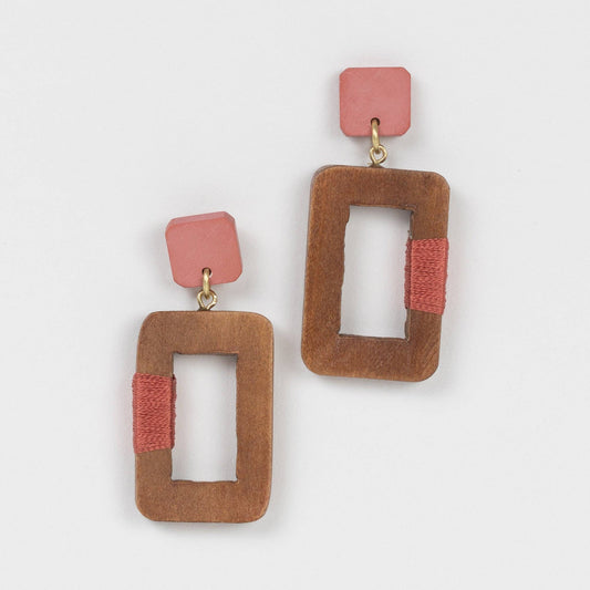 Aayat Silk & Wood Drop Earrings