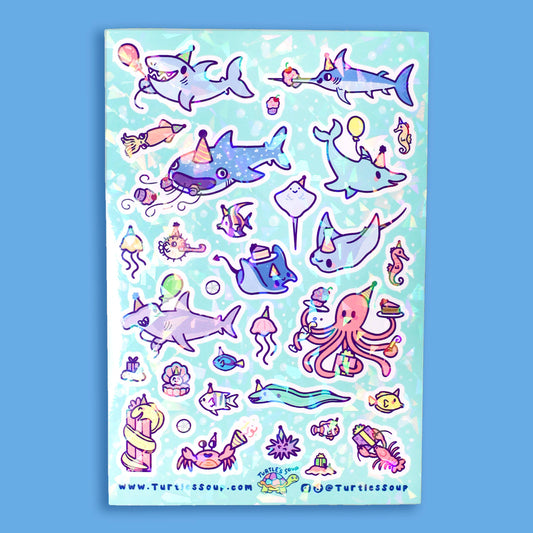 Ocean Party Ocean Critters Summer Vinyl Sticker Sheet