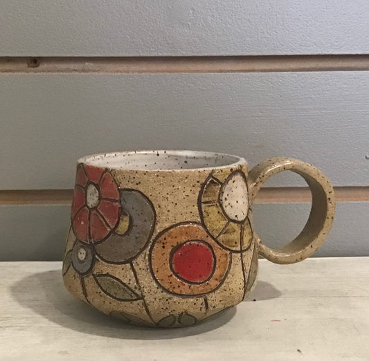 Pottery Floral Mugs (Ceramic)