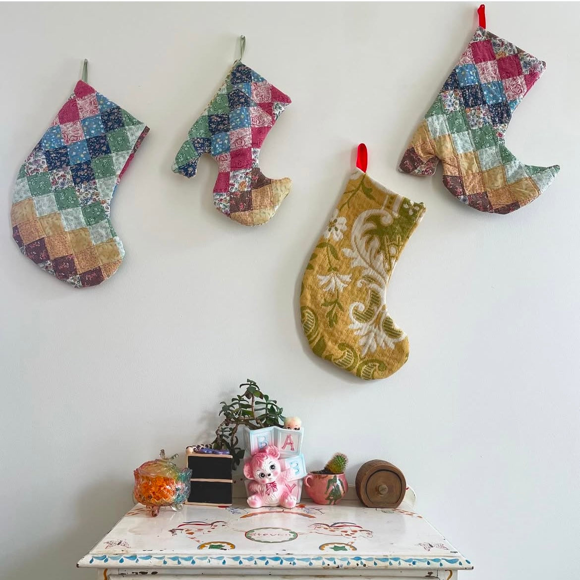 Scrappy Sassy Christmas Stocking (up-cycled quilt stocking)