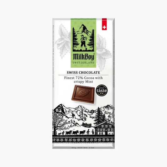 MilkBoy Switzerland Swiss chocolate bar packaging with scenic design