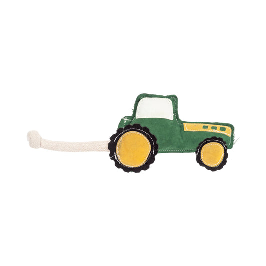 Vegan Leather Green Tractor Eco-Friendly Dog Toy - Non Toxic