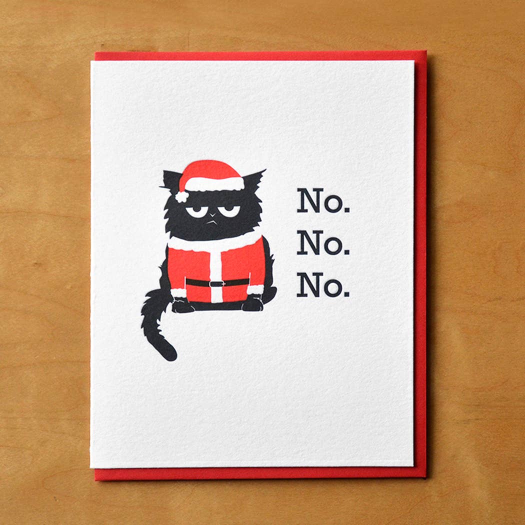 No No No Santa Cat Greeting Card