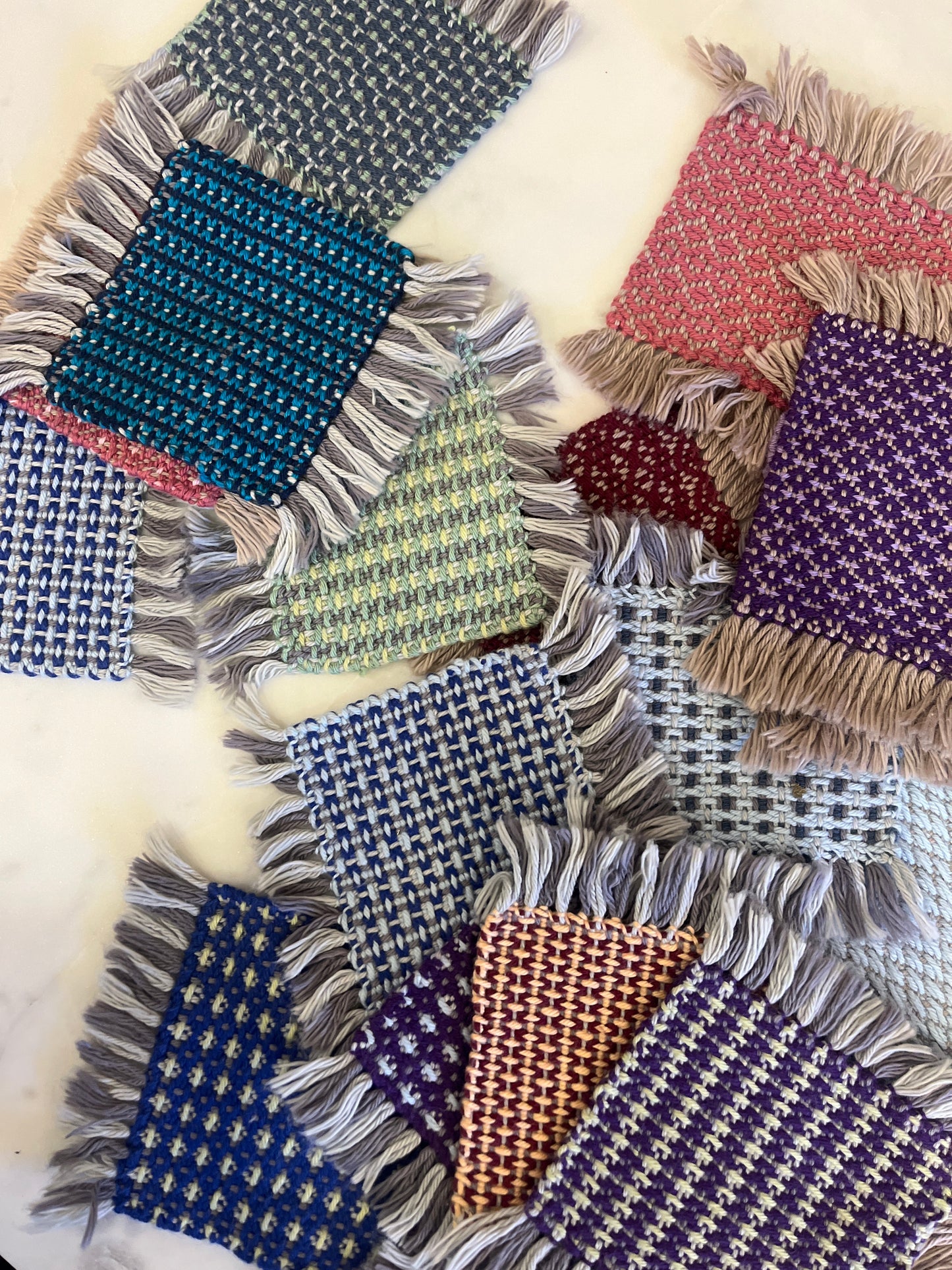 Mug Rugs (hand dyed & handwoven)