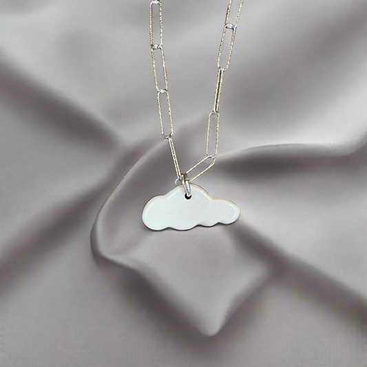 Cloud Charm Necklace with teal chain