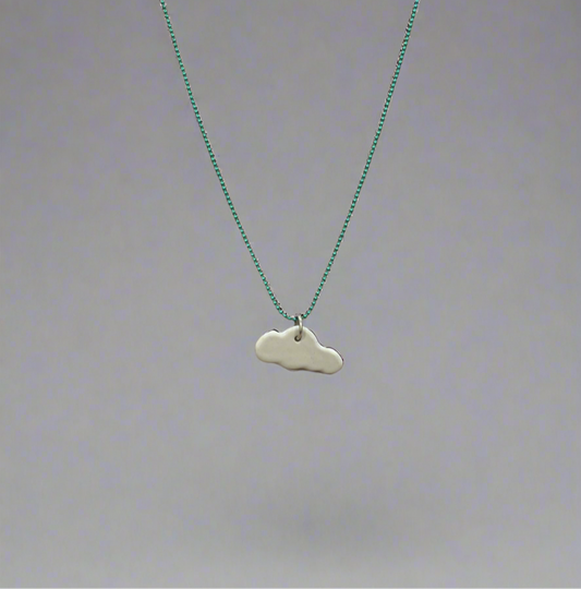 Cloud Charm Necklace with teal chain