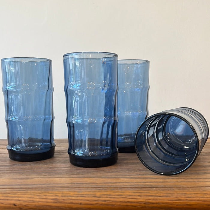 Vintage Cocktail Glasses (set of 4) - Libbey Bamboo Bash Blue
