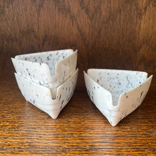 Vintage Nesting Ashtray Set, Marble Black & White