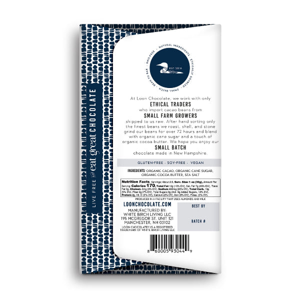 Loon Chocolate bar packaging with text and branding on a white background