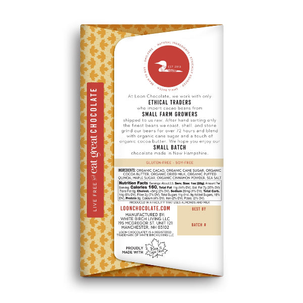 Loon Chocolate packaging with label on a white background
