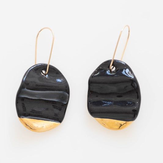 Ripple Porcelain & Gold Earrings