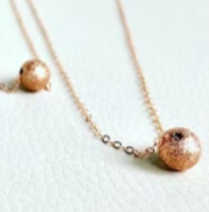 14k Rose Gold Stardust Ball Charm Necklace