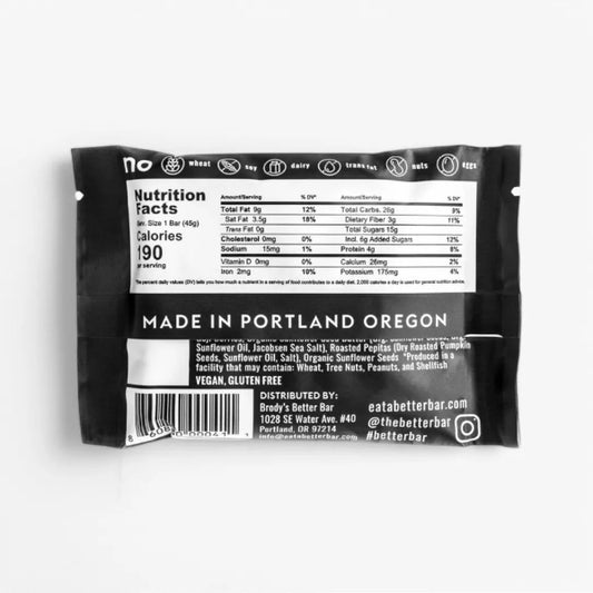 Black nutrition label on a white background