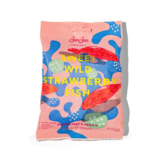 Packaged candy with colorful design and text on a white background