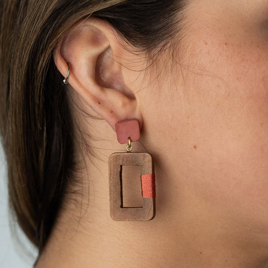 Aayat Silk & Wood Drop Earrings