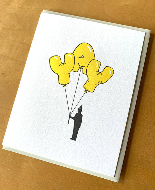 Yay Balloons Letterpress Card