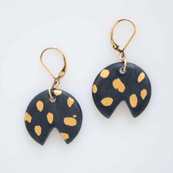 Cheetah Porcelain & Gold Earrings
