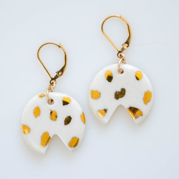 Cheetah Porcelain & Gold Earrings
