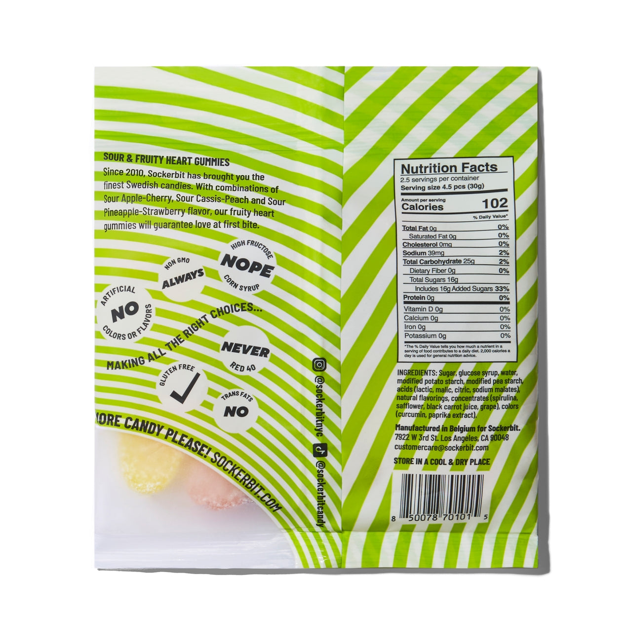 Sour Fruity Heart Gummies - Swedish Candy Bag