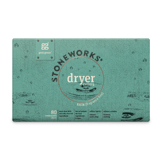 Box of Stoneworks dryer sheets on a white background