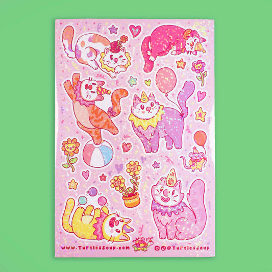 Clown Cats Vinyl Sticker Sheet