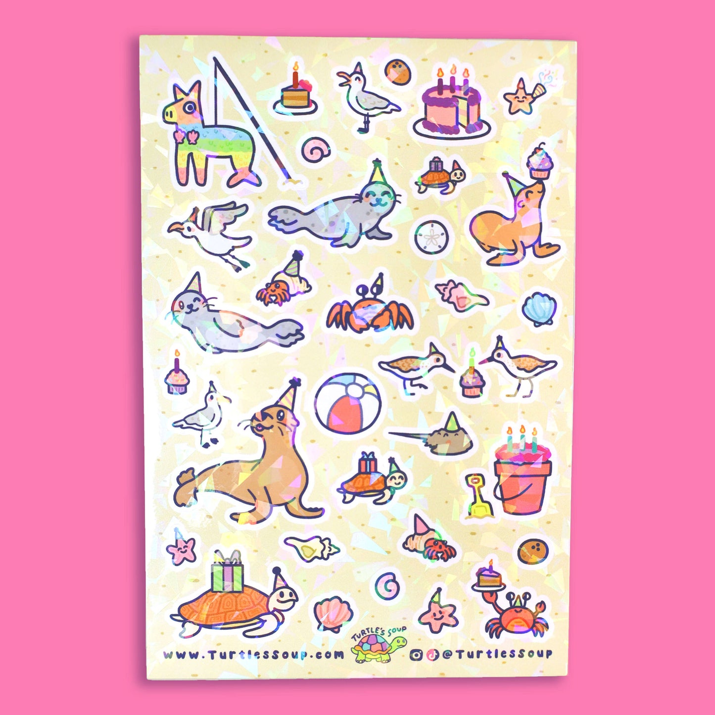 Beach Buds Cute Animals Summer Vinyl Sticker Sheet