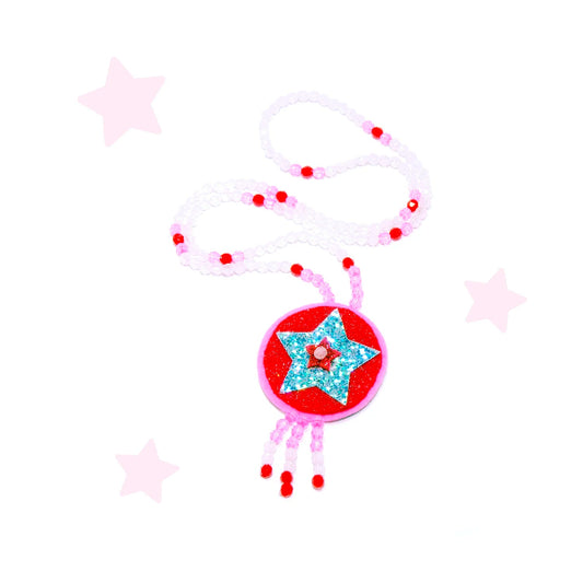 Necklace with star-shaped pendant on a white background