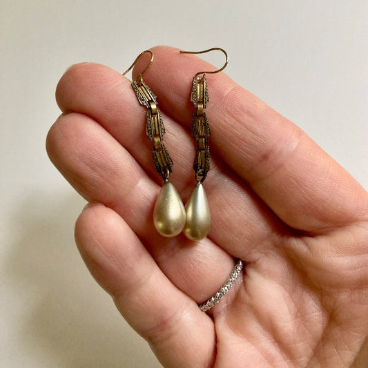Antique Teardrop Pearl Earrings
