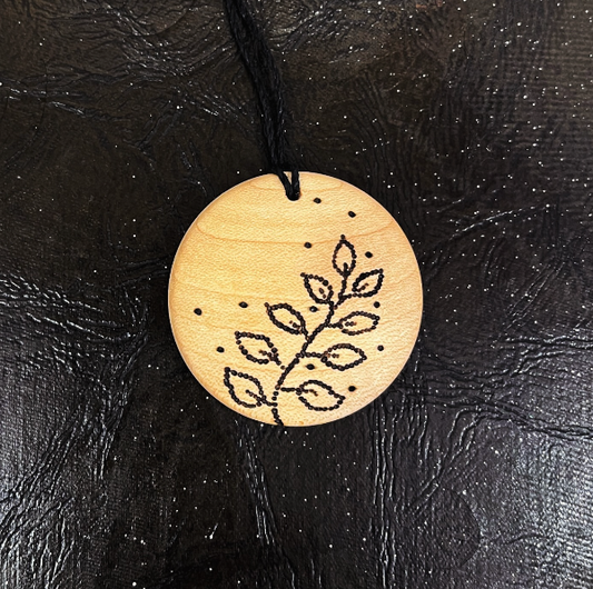 Wood Pendant Necklace (Fern Design)